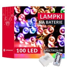Springos novoletne lučke na baterije 100 LED RGB 8 funkcij 10 + 0,5m