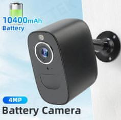 KJB Napredna 4MP Brezžična Kamera s PIR in AI Zaznavanjem Človeka, Vodoodporna IP66 z Mikrofonom, 128GB (Črna)
