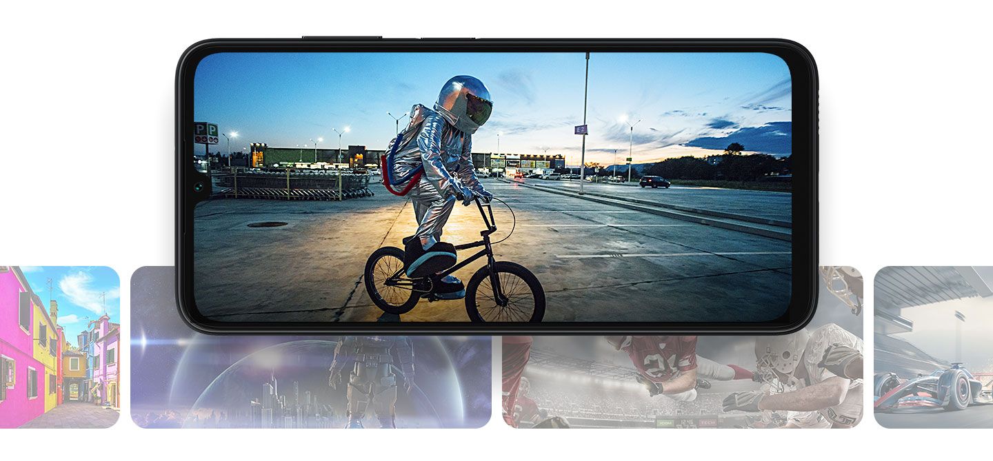 Samsung Galaxy A05s, pametni telefon, 6,7-palčni zaslon LCD 90 Hz frekvenca osveževanja stabilizacija slike tri kamere povezava LTE 3,5 mm priključek za slušalke hitro polnjenje stranski čitalnik prstnih odtisov