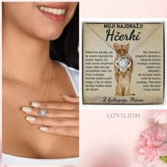 Lovilion Moji najdražji hčerki - Obesek iz 14k belega zlata (pozlačen, čez nerjaveče jeklo) in ogrlica iz nerjavečega jekla LILLIA_LOVEBOX