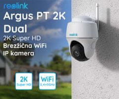 Reolink Argus PT 2K Dual kamera, WiFi, zaznavanje, brezžična, vrtljiva, bela