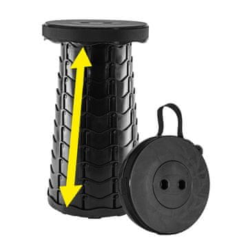 HomeLife Nastavljiva teleskopska stolica SMARTY, črna