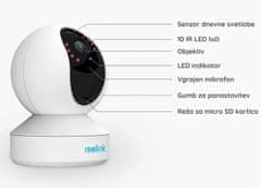 Reolink E1 ZOOM: Bela WiFi kamera s 5MP Super HD, 3-kratnim Zoomom, senzorjem gibanja, vrtljivo funkcijo in intuitivno aplikacijo