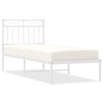 Vidaxl Kovinski posteljni okvir z vzglavjem bel 80x200 cm