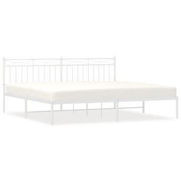 Vidaxl Kovinski posteljni okvir z vzglavjem bel 193x203 cm