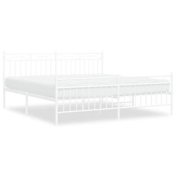 Vidaxl Kovinski posteljni okvir z vzglavjem in vznožjem bel 183x213 cm