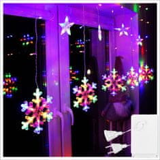 Springos novoletne lučke zavesa snežinke 150 LED RGB 8 funkcij 2,5 + 1,5m