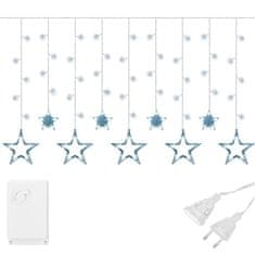 Springos novoletne lučke zavesa zvezde 138 LED 6500K 8 funkcij 2,5 + 1,7m
