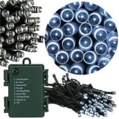 Springos novoletne lučke na baterije 100 LED 6000K 8 funkcij 10 + 0,5m