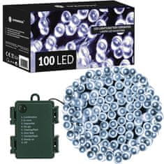 Springos novoletne lučke na baterije 100 LED 6000K 8 funkcij 10 + 0,5m