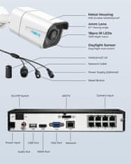 Reolink 8-kanalni komplet zunanjih nadzornih kamer 4K, s 4 x 8 MP PoE IP kamerami, 2TB HDD, NVR, za 24/7 video snemanje v zaprtih prostorih/na prostem, zaznavanje oseb in vozil, IP66, RLK8-800B4 črna