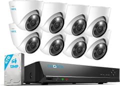 Reolink Komplet zunanjih nadzornih kamer Reolink 12MP, 8 x PoE IP kamer za nadzor na prostem, 16CH 4TB HDD NVR, reflektorji, zaznavanje oseb/vozil, 2-smerni zvok, 24/7 barvni/IR nočni vid, RLK16-1200D8-A