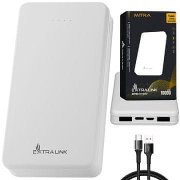 slomart extralink epb-078w 10000mah bela | powerbank | powerbank, usb-c