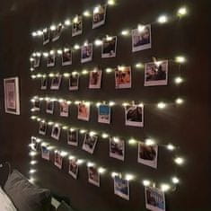 HOME & MARKER® Luči na traku, LED trak, Obešanje fotografij, Luči s sponkami (3 m) | PHOTOGLO