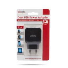 Noah USB napajalnik 2x USB 2.1A črn