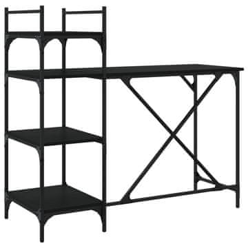 Vidaxl Računalniška miza s policami črna 120x47x109 cm