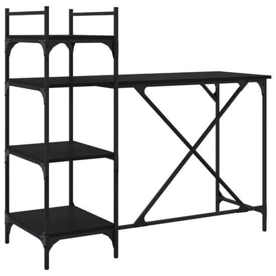 Vidaxl Računalniška miza s policami črna 120x47x109 cm
