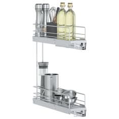 Vidaxl Izvlečna žičnata košara 2-nadstropna srebrna 47x12x56 cm
