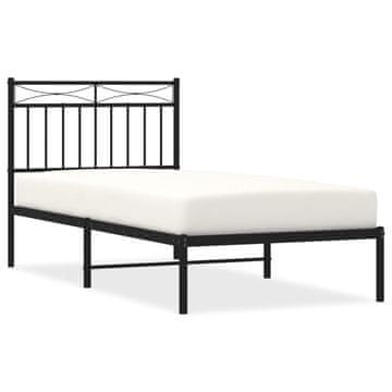 Vidaxl Kovinski posteljni okvir z vzglavjem črn 90x190 cm