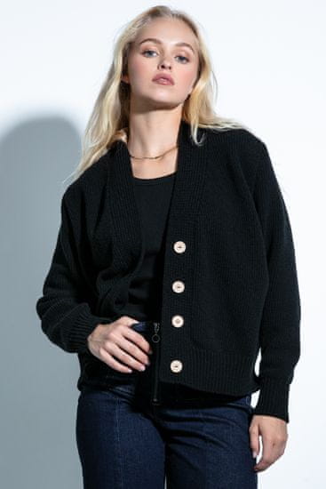 Fobya ženski pulover na gumbe Mille temno siv