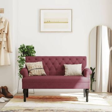 Vidaxl vidaXL Klop z naslonjalom vinsko rdeča 120x62x75,5 cm blago