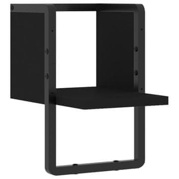 Vidaxl Stenska polica s prečko črna 20x25x30 cm