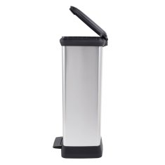 Vidaxl Smetnjak s pedalom Deco 50 L srebrn