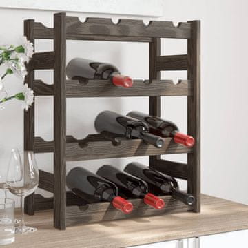 Vidaxl vidaXL Stojalo za vino za 16 steklenic, sivo, masivni borov les