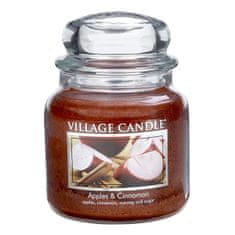 Village Candle Dišeča sveča v steklenem jabolku in cimetu (Apple Cinnamon) 397 g