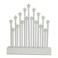 M.A.T Group Božični svečnik s 17 svečami LED, topla bela, zvezda, lesena bela, 27,7x26x4cm, za vtičnico
