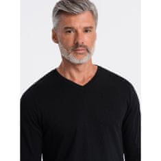OMBRE Moška majica z dolgimi rokavi V-NECK črna MDN124079 XL