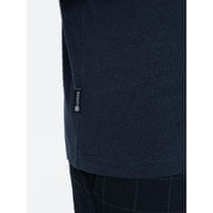 OMBRE Moška majica z dolgimi rokavi in izrezom HENLEY mornarsko modra MDN124085 L
