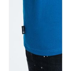 OMBRE Moška majica z dolgimi rokavi in vogalom HENLEY modra MDN124084 S