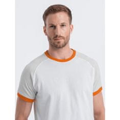 OMBRE Moška bombažna majica REGLAN siva in bela MDN124092 S
