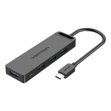 slomart vozlišče usb-c 3.0 na 4 vrata z napajanjem vention tgkbd 0,5 m črno abs