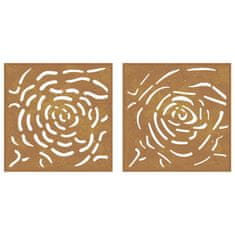 Vidaxl Vrtne stenske dekoracije 2 kosa 105x55 cm corten jeklo vrtnica