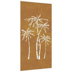 Vidaxl Vrtna stenska dekoracija 105x55 cm corten jeklo palme