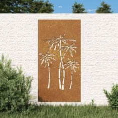 Vidaxl Vrtna stenska dekoracija 105x55 cm corten jeklo palme