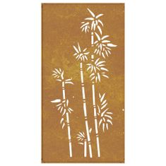 Vidaxl Vrtna stenska dekoracija 105x55 cm corten jeklo bambus