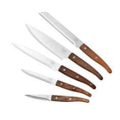 Northix Set nožev - 5 kosov - nerjaveče jeklo in lesen ročaj 