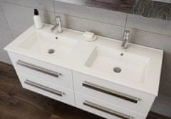 TBoss Kopalniška omarica z umivalnikoma Modena 120 cm, bela visoki sijaj