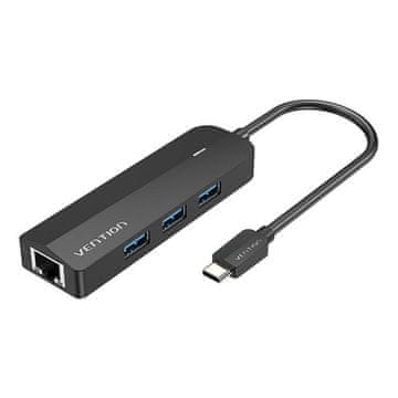 slomart vozlišče usb-c do 3x usb 3.0, rj45, micro-b vention tgpbb 0.15m črno