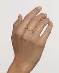 PDPAOLA Decent pozlačen prstan iz kubičnega cirkonija Mini Crown Essentials AN01-826 (Obseg 48 mm)