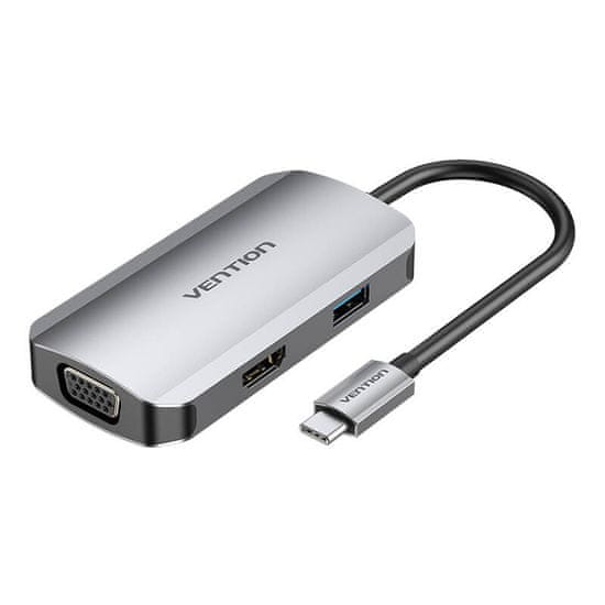 slomart Priključna postaja usb-c na hdmi, vga, usb 3.0, pd 0.15m vention toahb siva