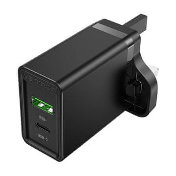 Vention Stenski polnilec USB-A, USB-C Vention FBBB0-UK 18W/20W UK Black