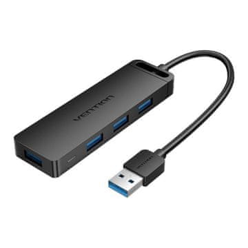 Vention vozlišče USB 3.0 s 4 priključki in napajanjem vention chlbd 0,5 m črno