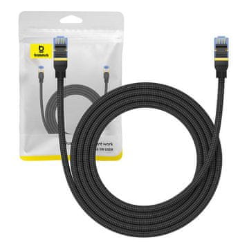 BASEUS cat7 pleteni omrežni kabel baseus ethernet rj45, 10gbps, 2m (črn)