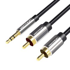 Vention avdio kabel 3,5 mm moški do 2x rca moški 2 m vention bcfbh črn