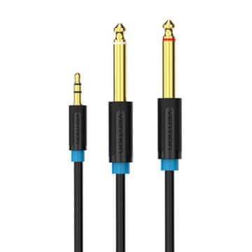 Vention Zvočni kabel 3,5 mm TRS na 2x 6,35 mm BACBF 1 m (črn)