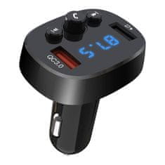 slomart fm oddajnik xo bcc03 bluetooth, qc 3.0, 2x usb, 18W (črna)